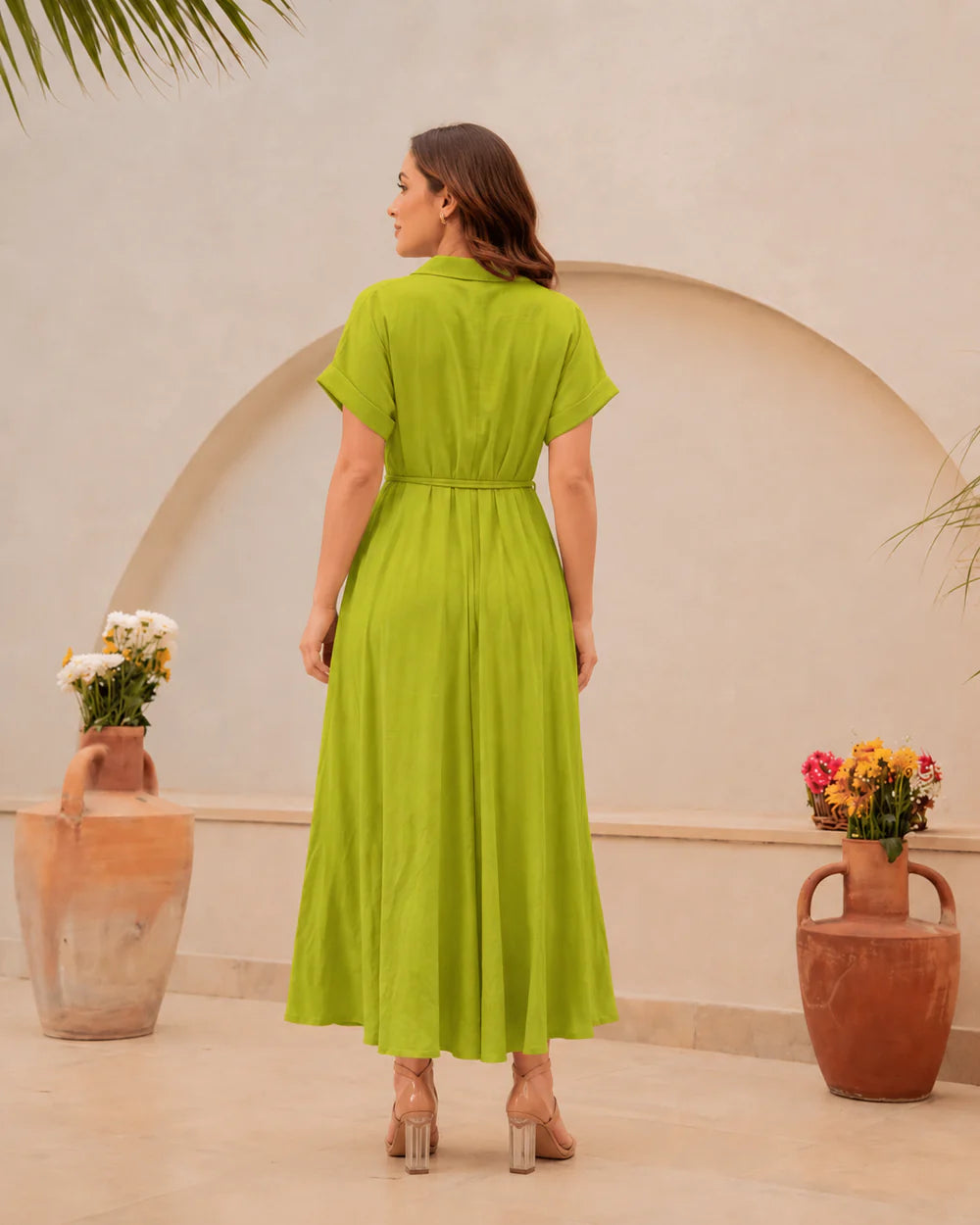 Midi Dress -Parrot Green