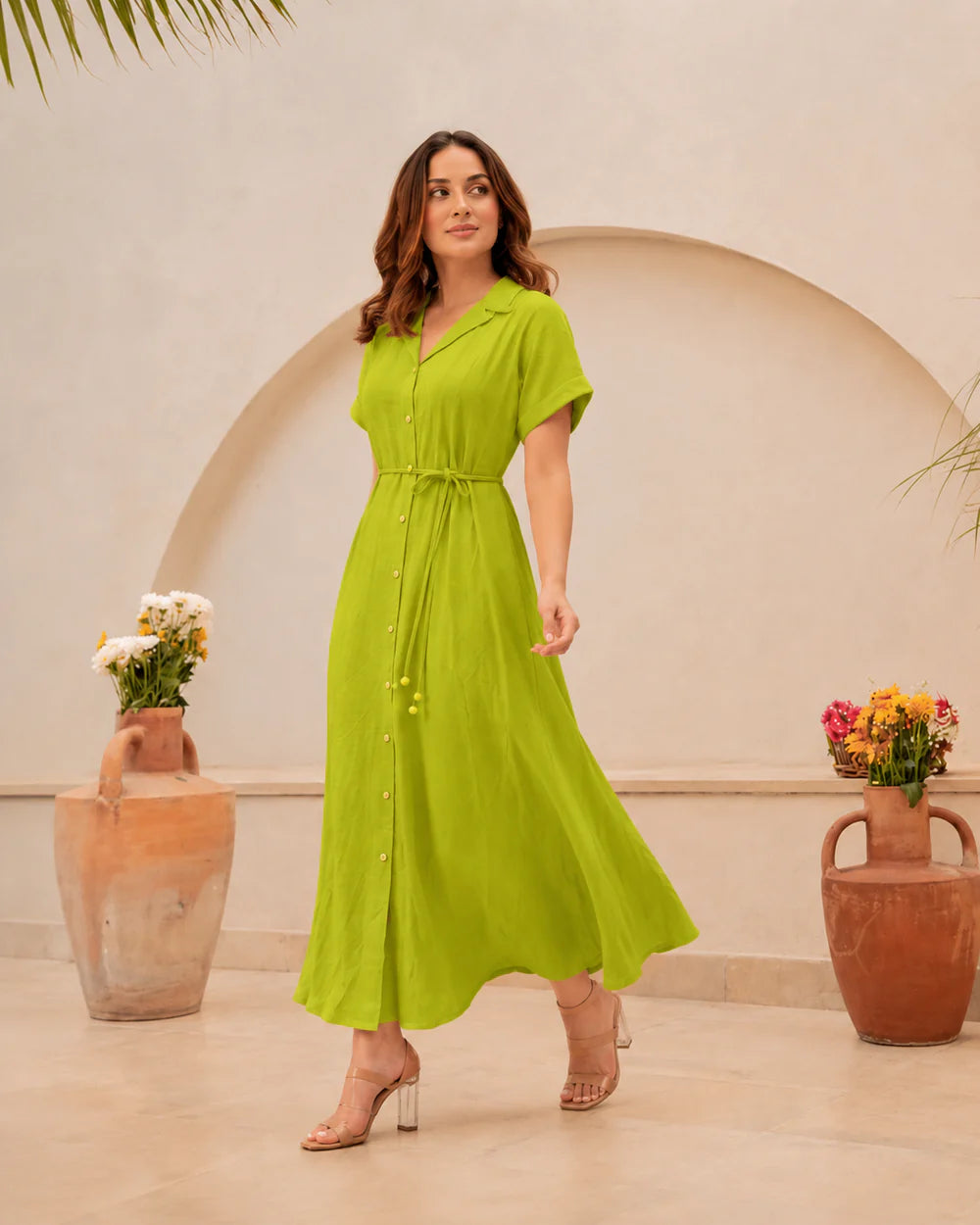 Midi Dress -Parrot Green