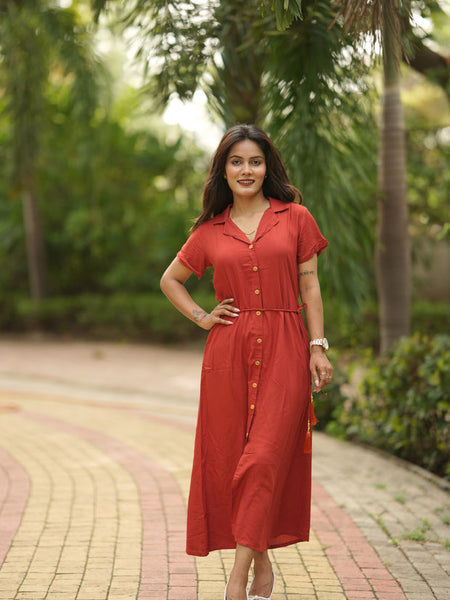 Midi Dress -Rust Orange
