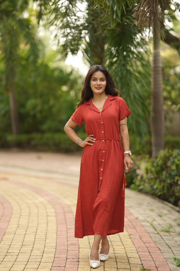 Midi Dress -Rust Orange
