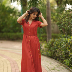 Midi Dress -Rust Orange