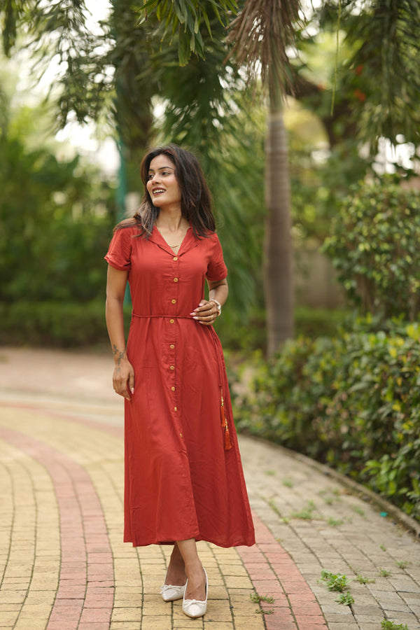 Midi Dress -Rust Orange