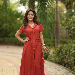 Midi Dress -Rust Orange