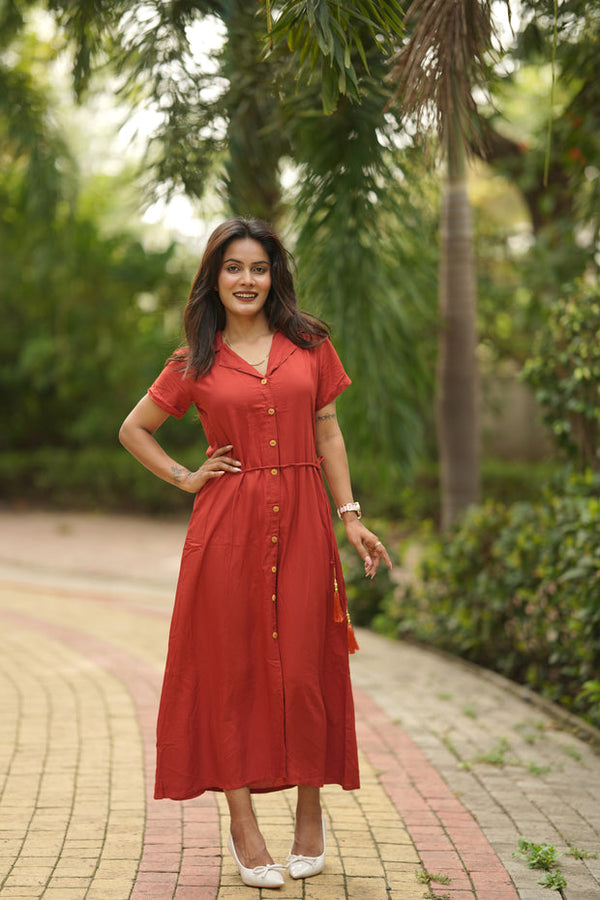 Midi Dress -Rust Orange