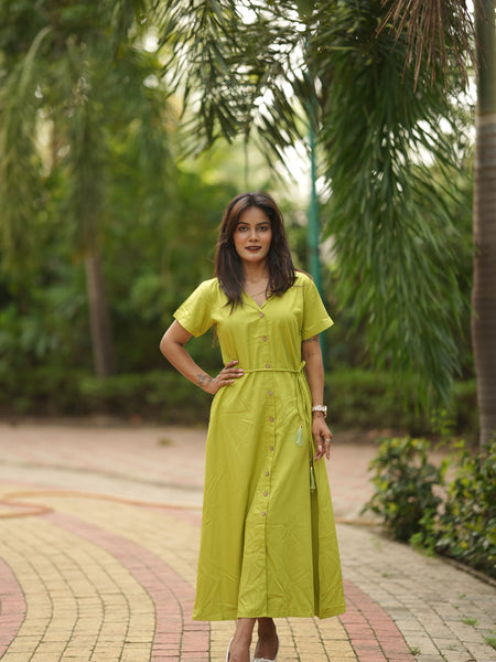 Midi Dress -Parrot Green