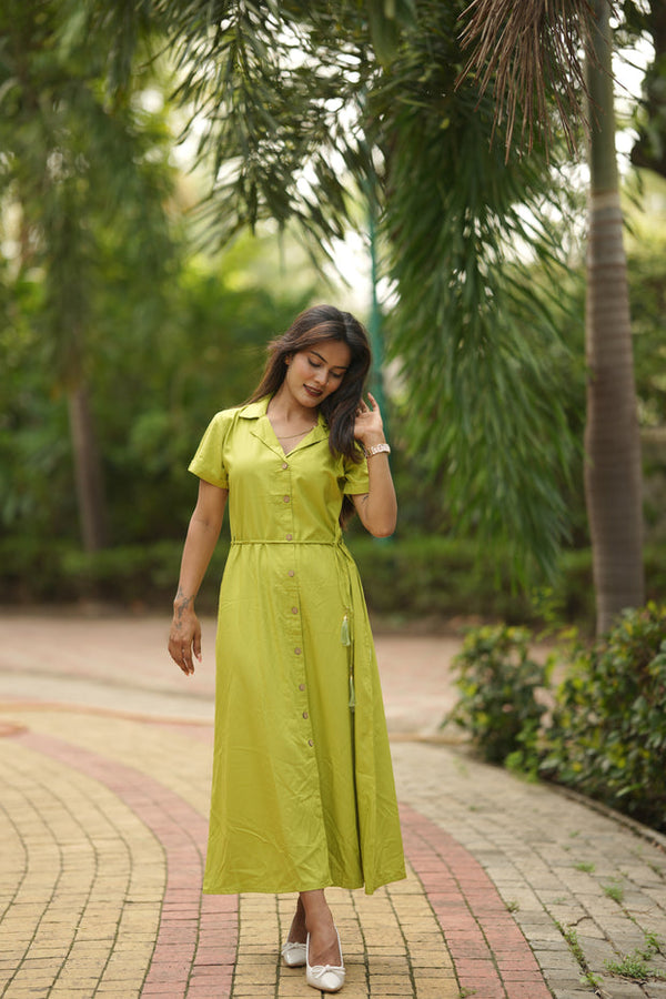 Midi Dress -Parrot Green