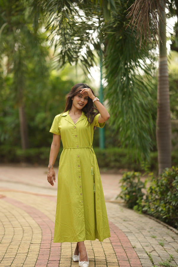 Midi Dress -Parrot Green