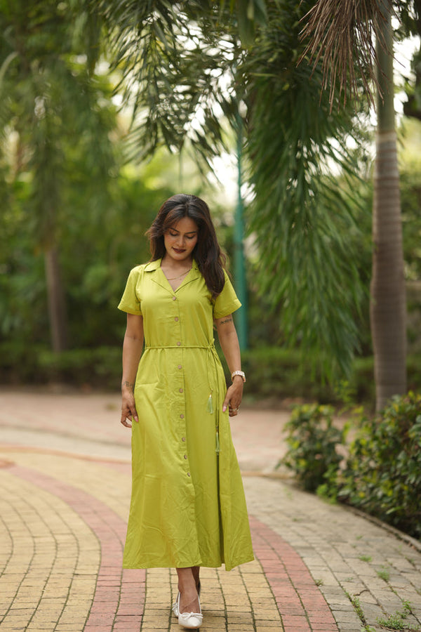 Midi Dress -Parrot Green