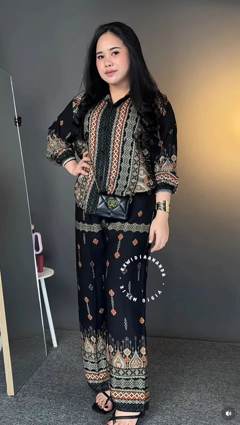 Stylish Black Rayon Co-ord Set