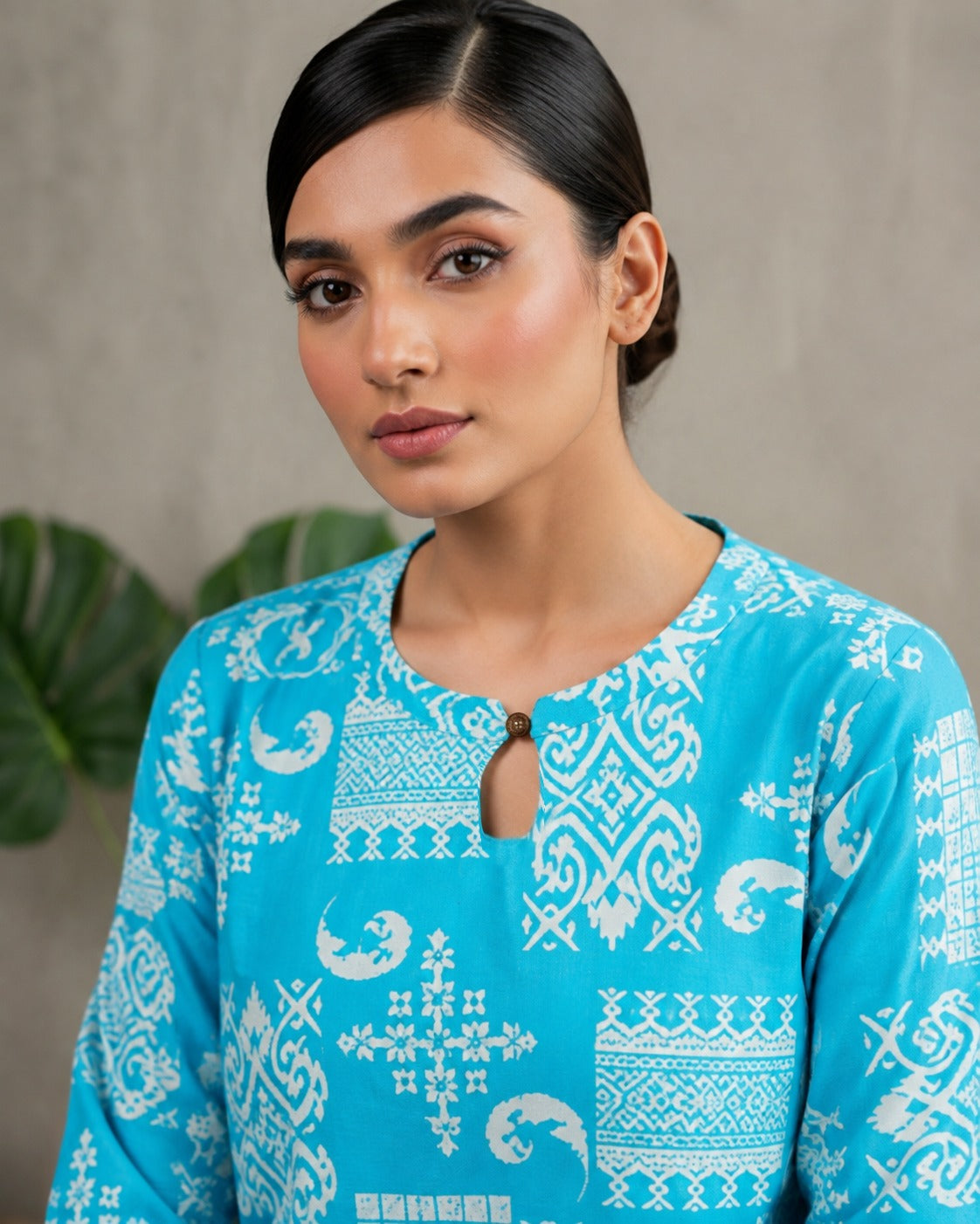 Blue Rayon Cotton Co-Ord Set
