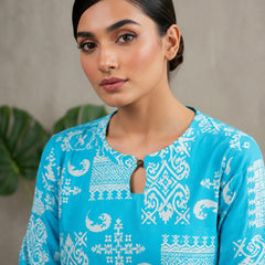 Blue Rayon Cotton Co-Ord Set