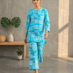 Blue Rayon Cotton Co-Ord Set
