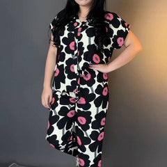 Black Printed Rayon Co-Ord Set