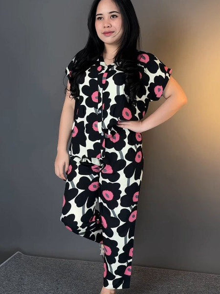 Black Printed Rayon Co-Ord Set