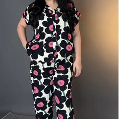 Black Printed Rayon Co-Ord Set