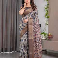 Grey Woven Banarasi Style Saree