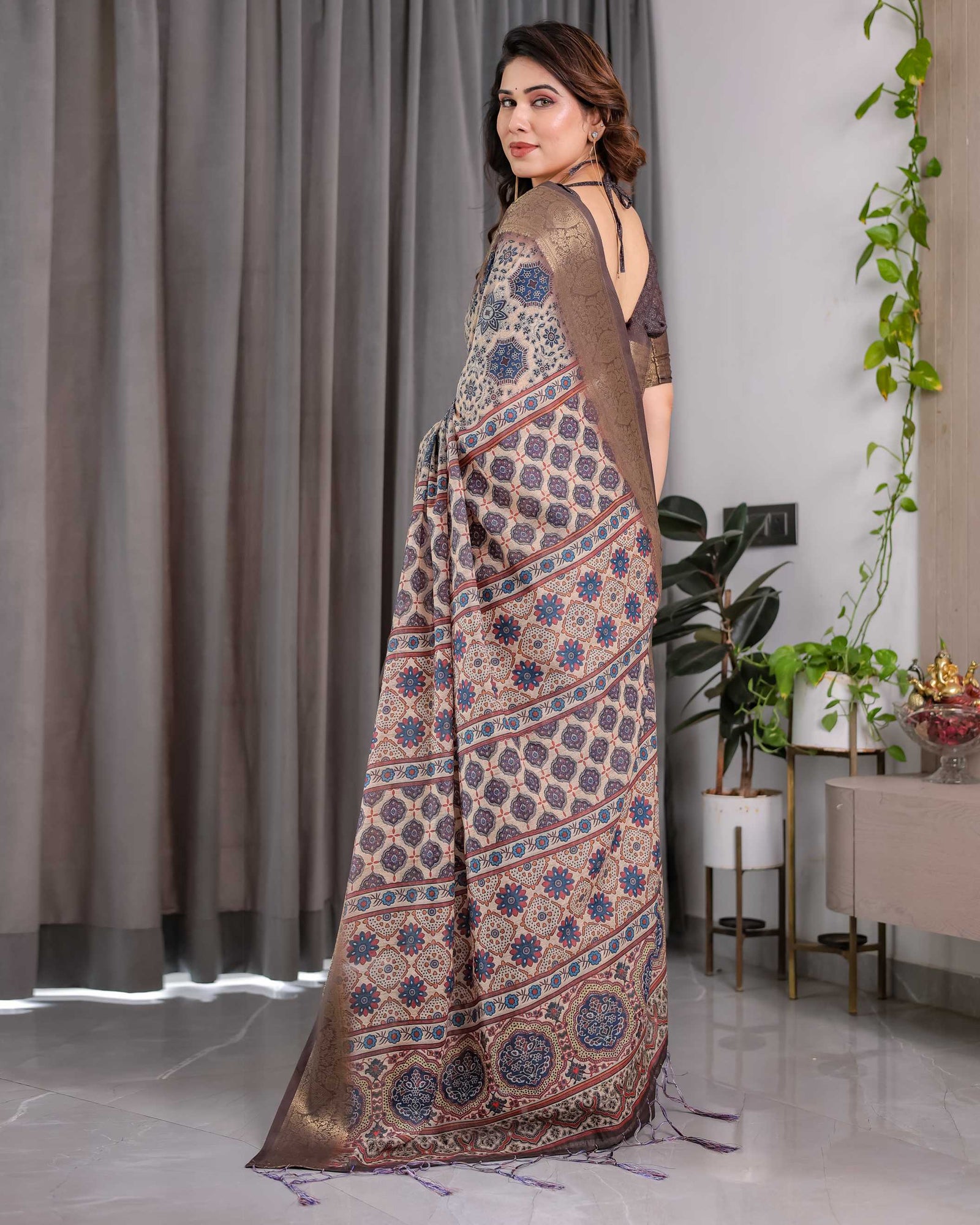 Grey Woven Banarasi Style Saree