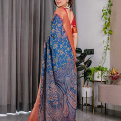 Royal Blue Woven Banarasi Style Saree