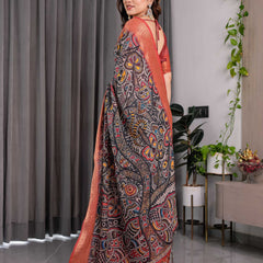 Premium Women's Printed Lilen Blend Saree