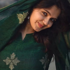 Bottle Green Ethnic Kurta Pant Dupatta Set