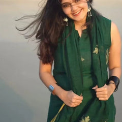 Bottle Green Ethnic Kurta Pant Dupatta Set