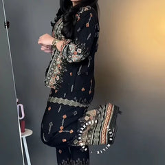 Stylish Black Rayon Co-ord Set