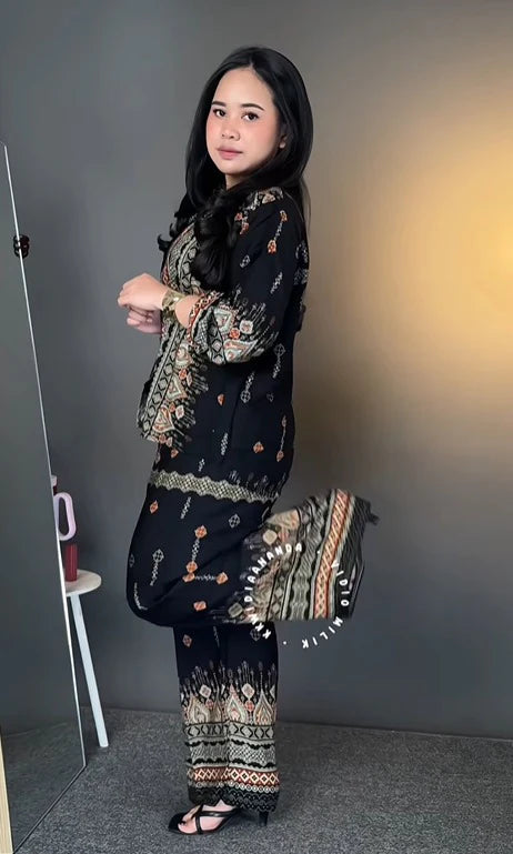 Stylish Black Rayon Co-ord Set