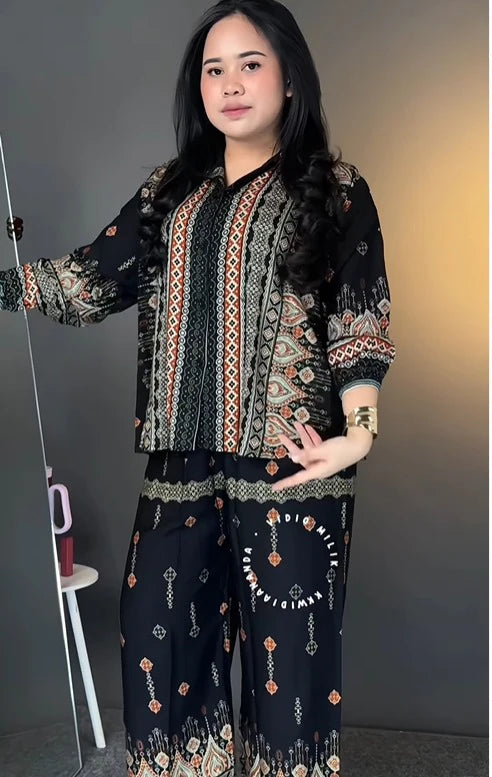 Stylish Black Rayon Co-ord Set