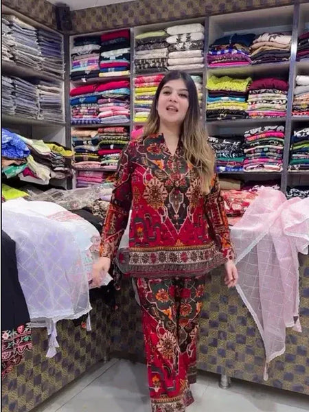 Printed Asymmetric Top With Palazzo Set