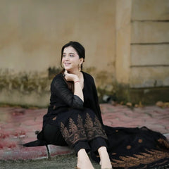 Black Ethnic Kurta Pant Dupatta Set