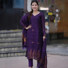 Purple Ethnic Kurta Pant Dupatta Set